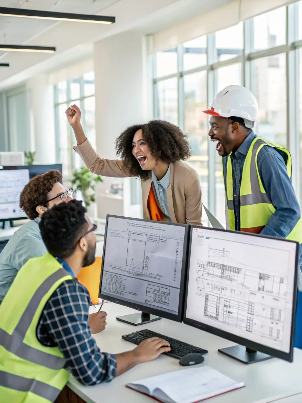 A diverse group of contractors working on various home improvement projects, representing the wide range of services available through FindExpert.Contractors.